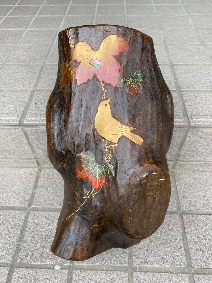 ヴィンテージ・天然木製.水盤.オブジェ! レア! 昭和レトロ! 未生流!