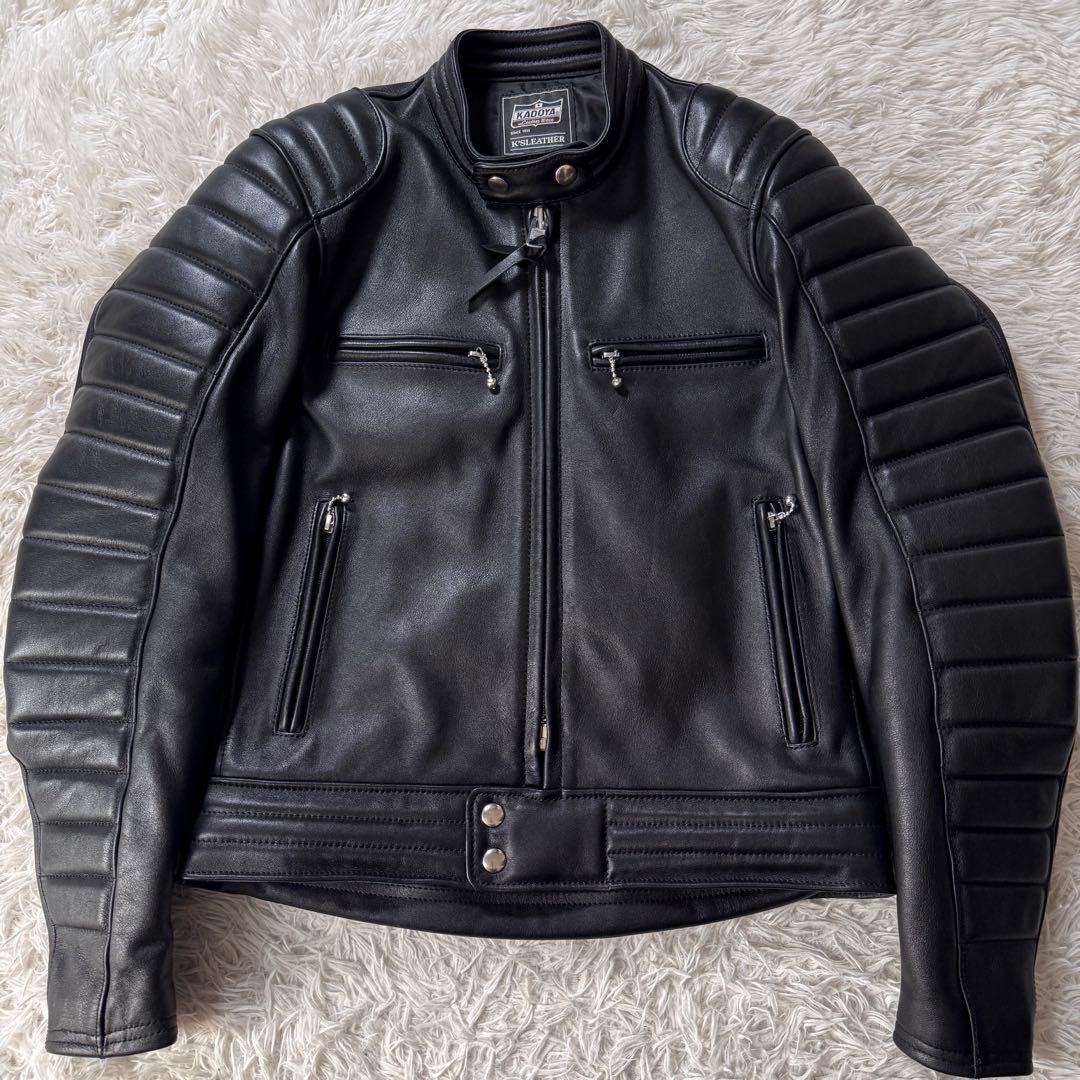極美品/希少モデル✨KADOYA ライダースジャケット　ブラック　牛革　レザー