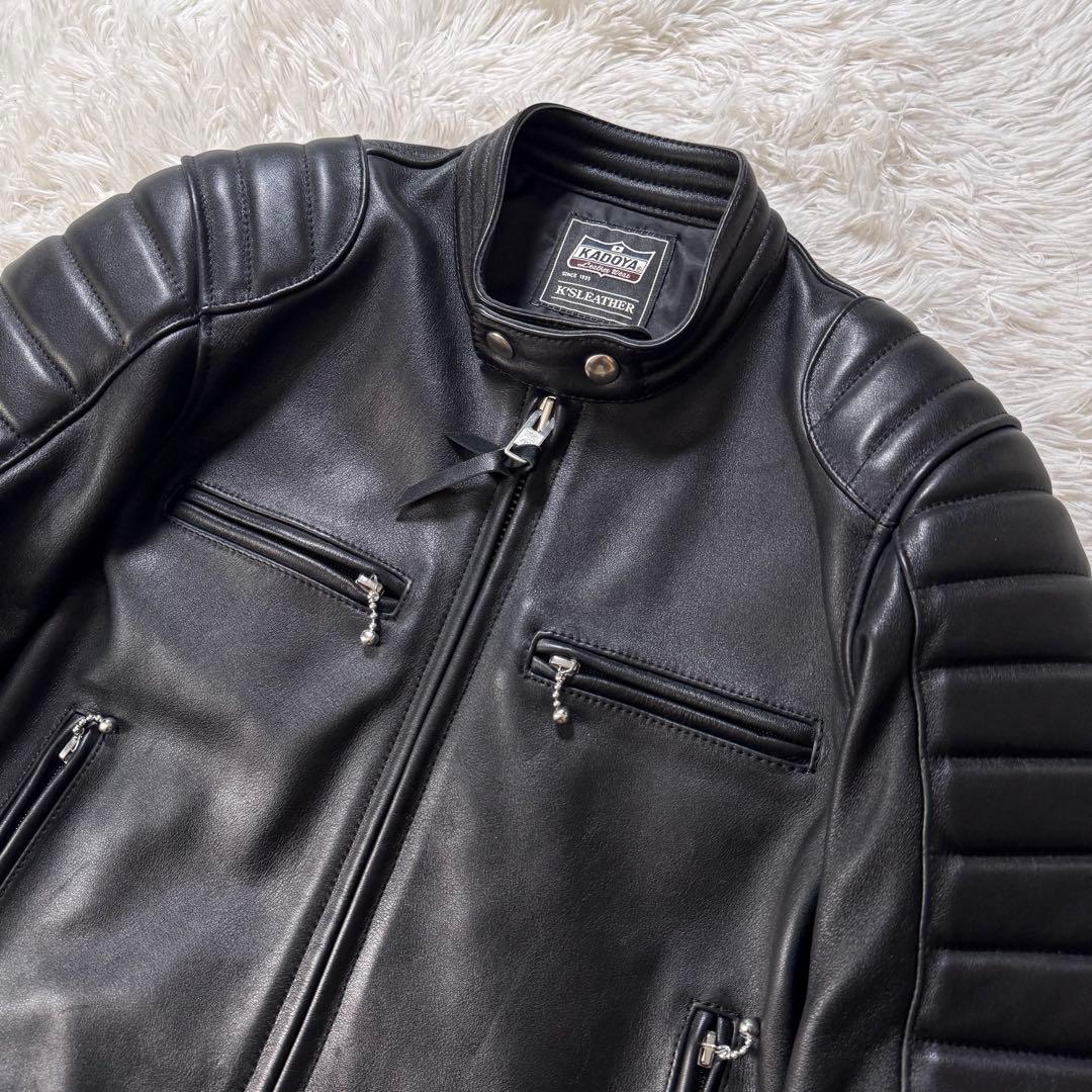 極美品/希少モデル✨KADOYA ライダースジャケット　ブラック　牛革　レザー