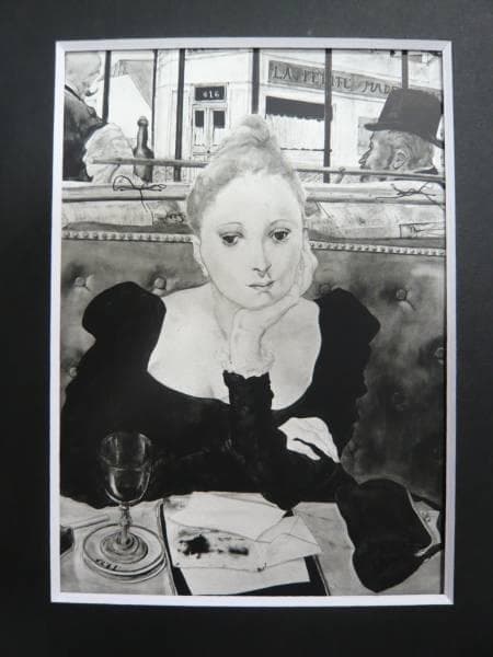 藤田嗣治、【カフェにて 】、希少な限定額装用画集画、新品高級額 額装付、状態良好