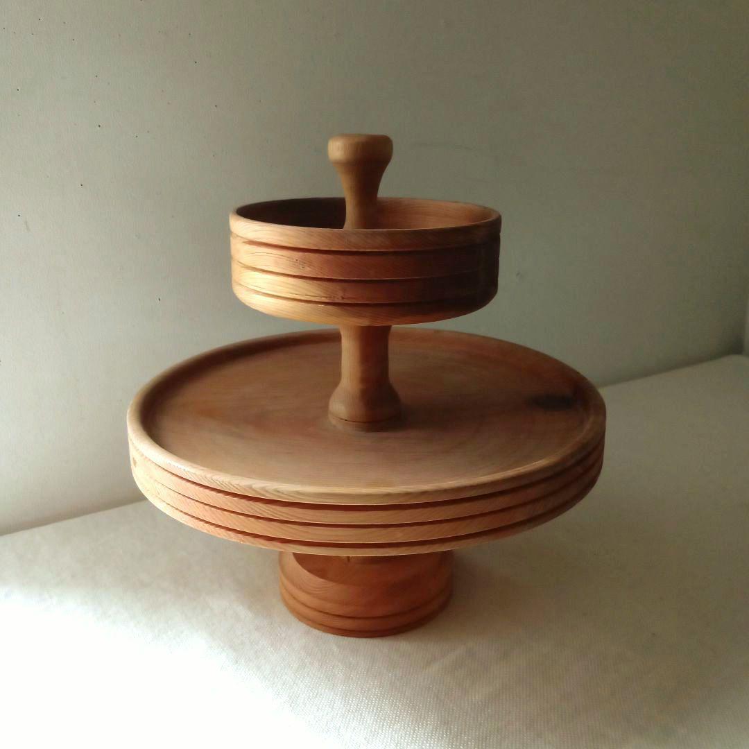 木製2段トレー スウェーデン ハンドメイド 北欧 ヴィンテージ