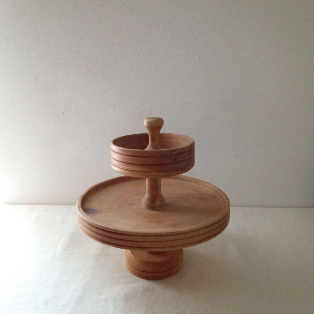 木製2段トレー スウェーデン ハンドメイド 北欧 ヴィンテージ
