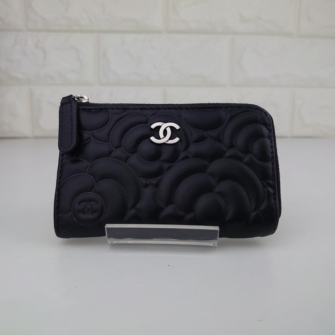 【美品】シャネル　カメリア　カードケース　L字ラウンドファスナー　1182