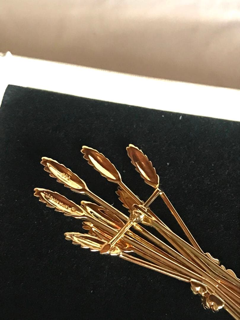 ティファニー　イエローゴールドブローチ　麦モチーフ　k1818金 18k