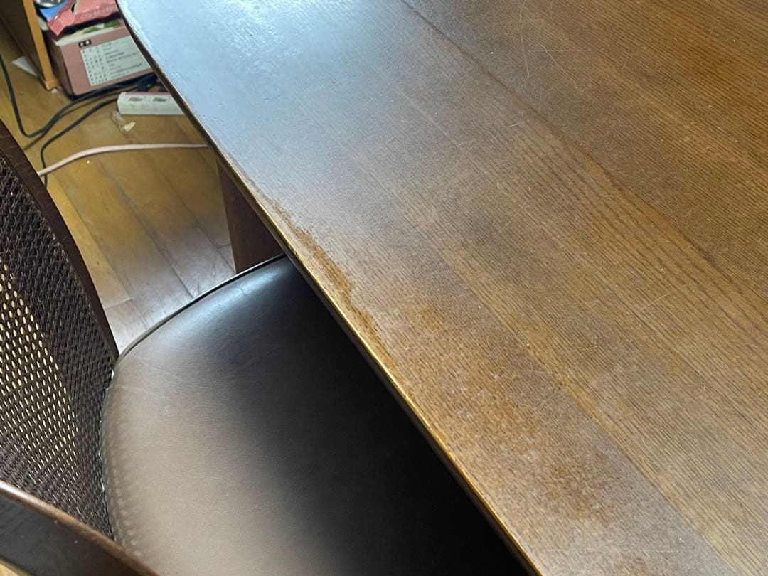 ダークブラウン楕円形ダイニングテーブルセット