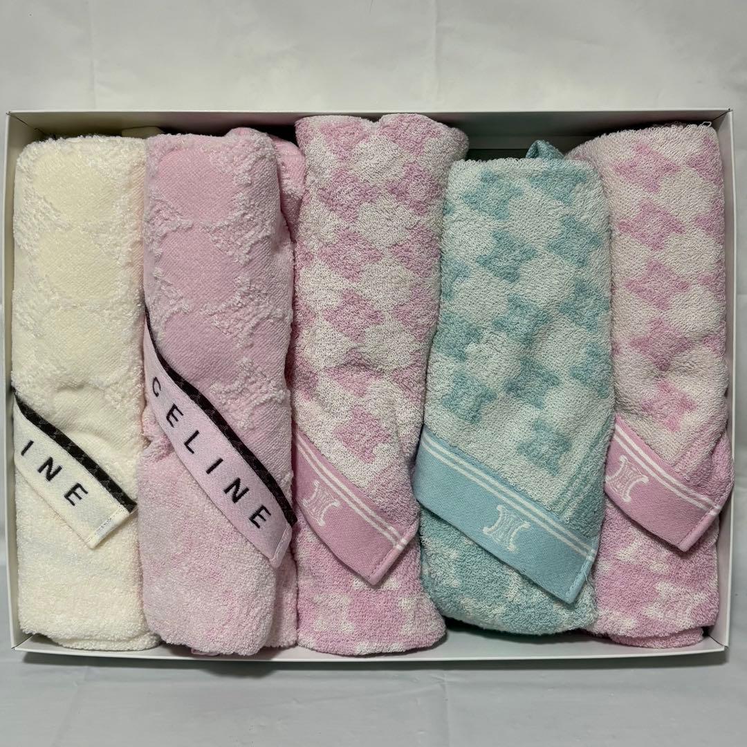CELINE セリーヌ　フェイスタオル×5 トリオンフ　マカダム総柄　廃盤希少