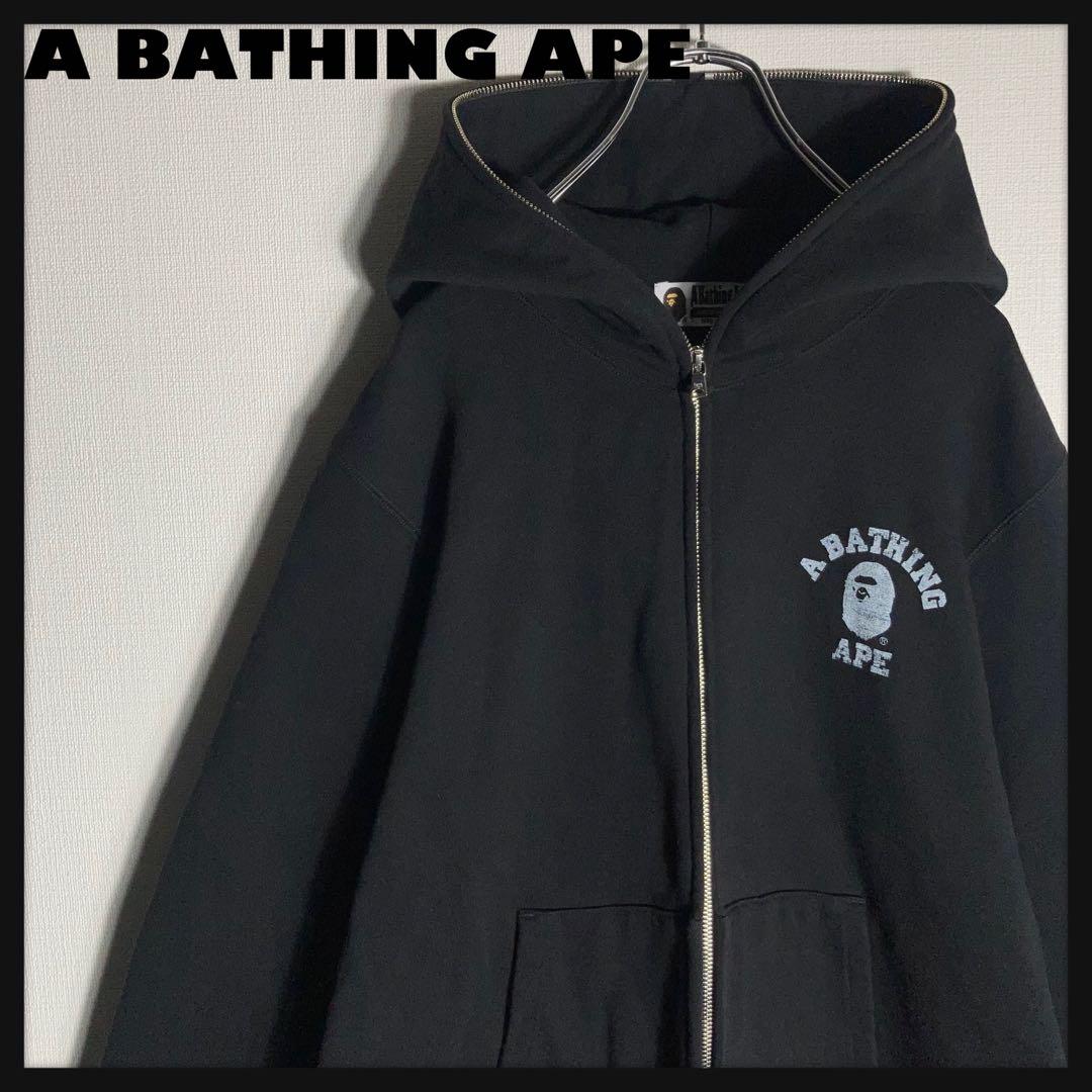 【美品】A Bathing Ape フルジップパーカー ビッグロゴ 黒 L.