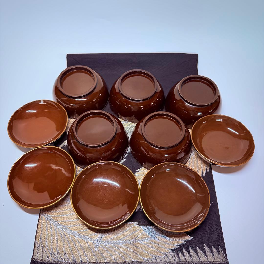 漆器　輪島塗　沈金　金蒔絵　木製　茶懐石膳　椀5客　骨董