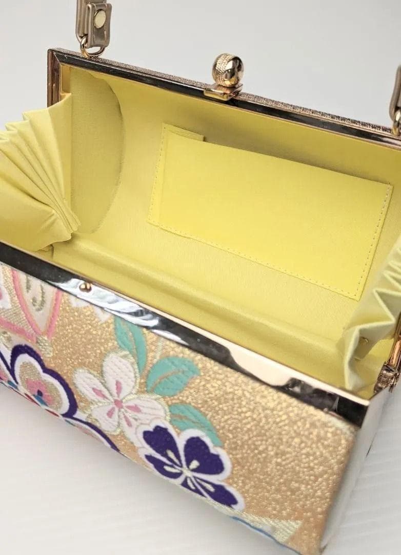 草履バッグセット 振袖用 帯地 ゴールド 桜 フリーサイズ w49-8