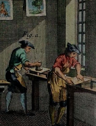 額装品　古典版画　18世紀　ディドロー　百科全書　「銅版印刷」　極美品