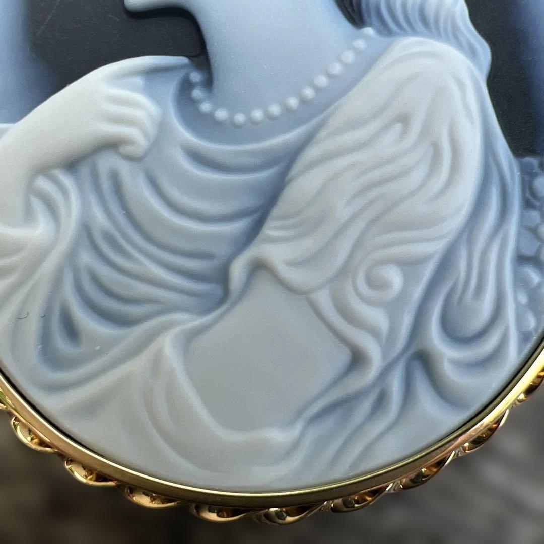 明日迄！　ストーンカメオ　K18　ブローチ　ペンダントトップ　美少女　2ways