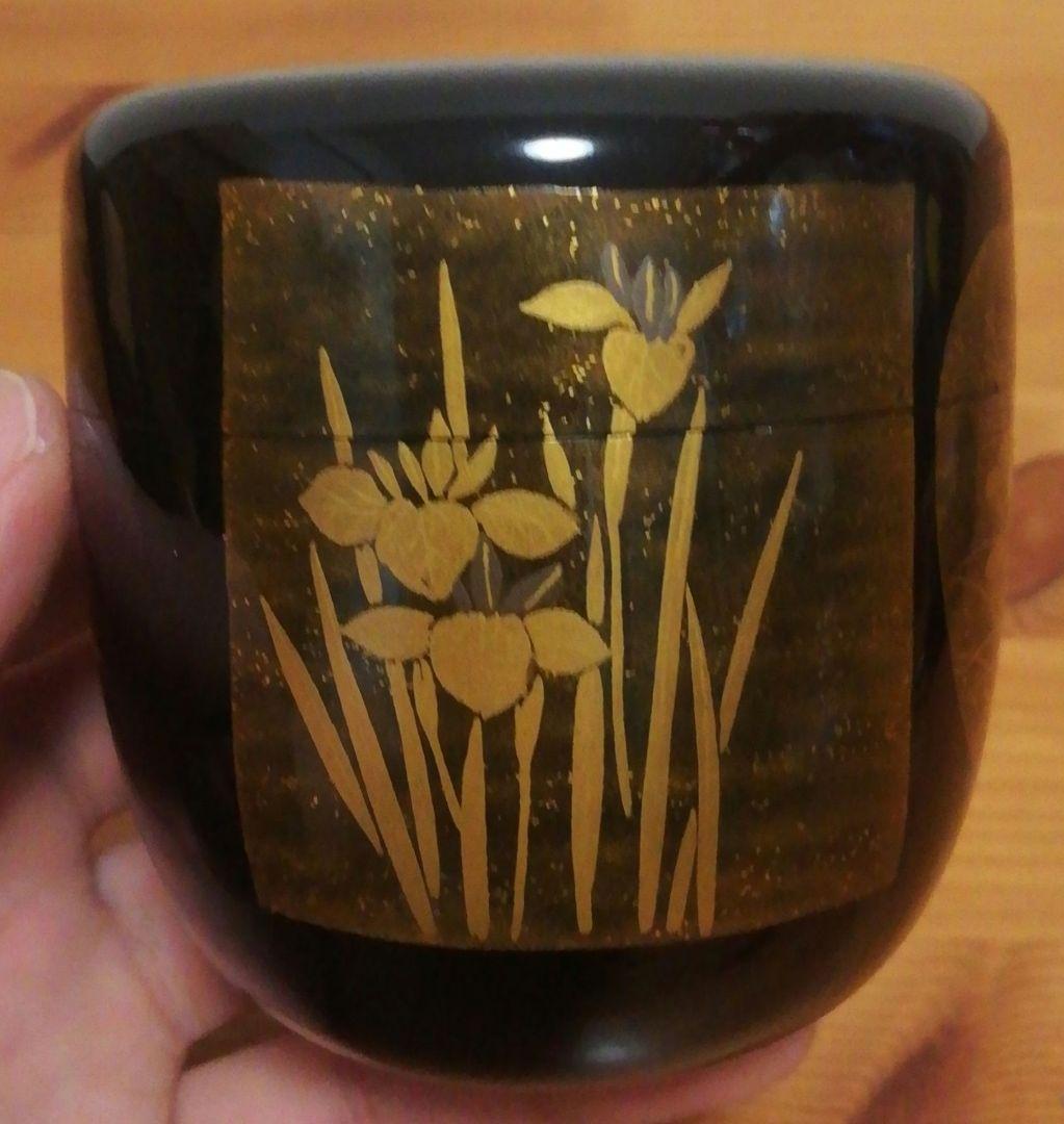 小島漆壺斎作　草花　蒔絵　棗　共箱　茶道具