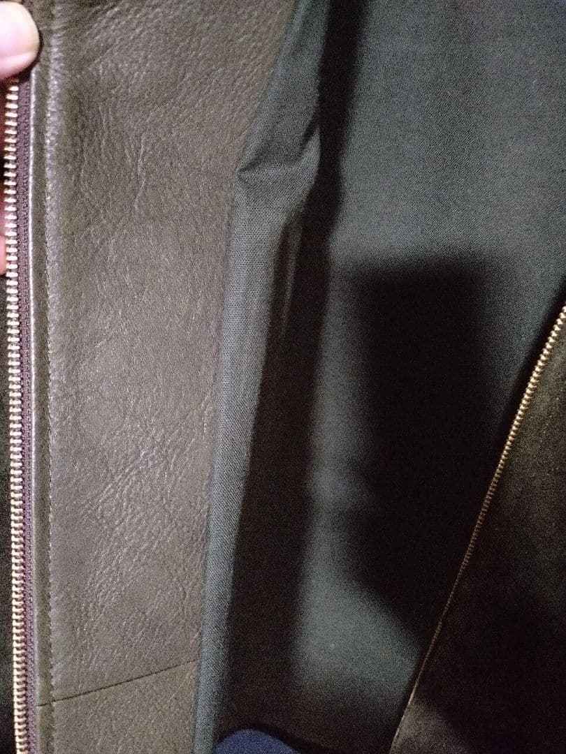 y'2 leather　シングルライダース　ステアスエード　オリーブ