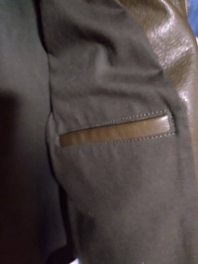 y'2 leather　シングルライダース　ステアスエード　オリーブ