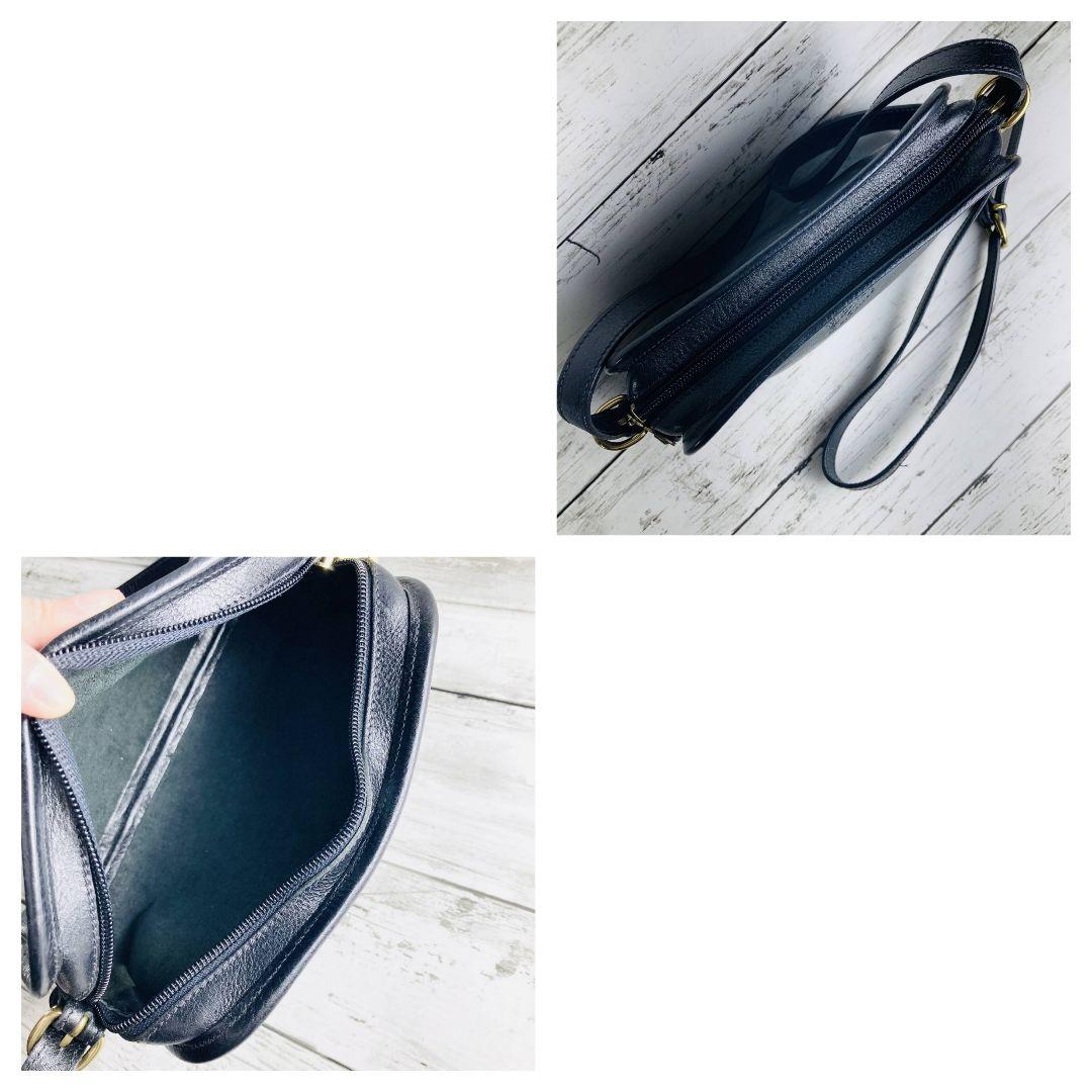 ダチリエさま専用【美品　高級感漂う黒の本革】ショルダーバッグ　バイソン刻印