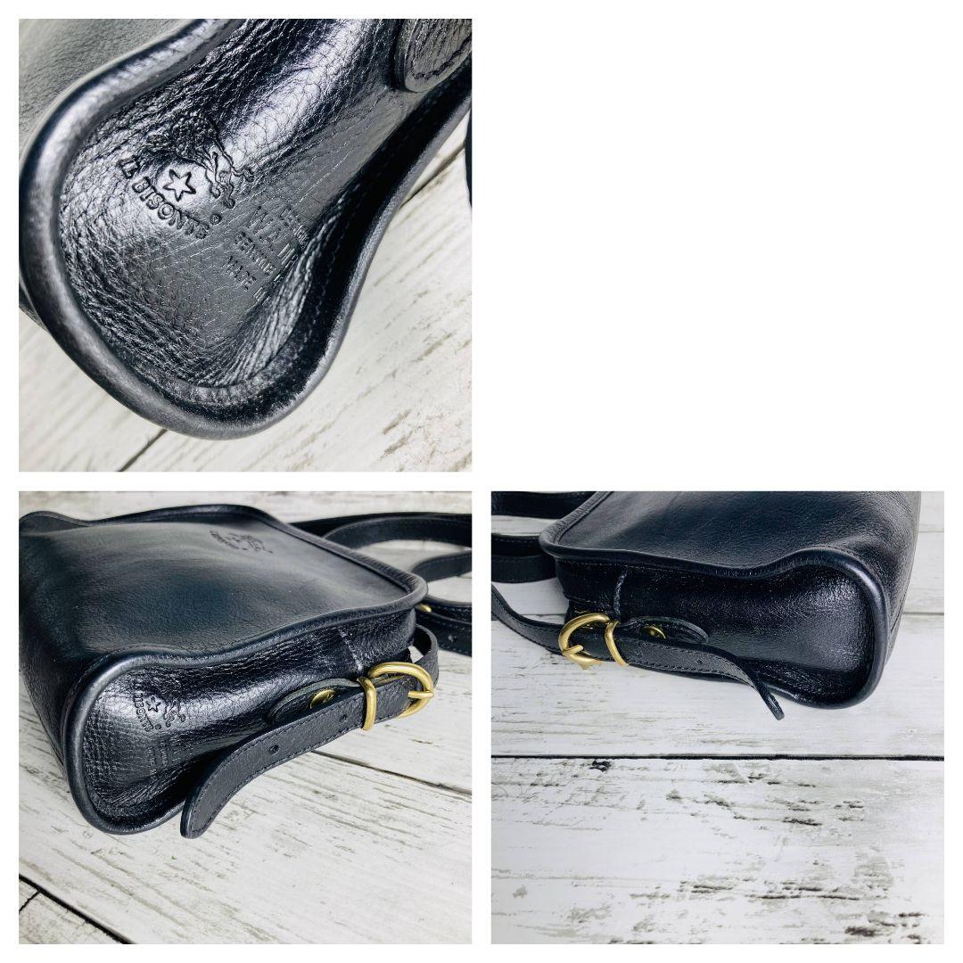 ダチリエさま専用【美品　高級感漂う黒の本革】ショルダーバッグ　バイソン刻印