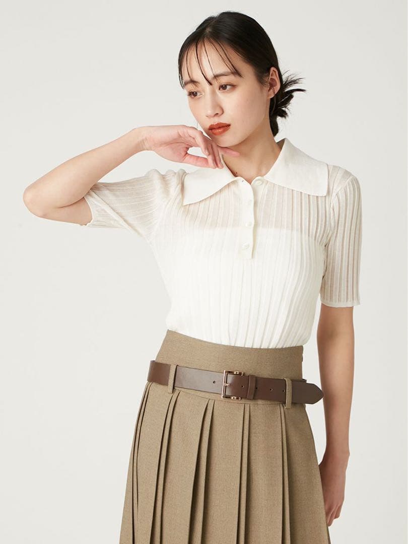 【新品タグ付】 FRAY I.D シルクブレンドシアーリブニットポロ