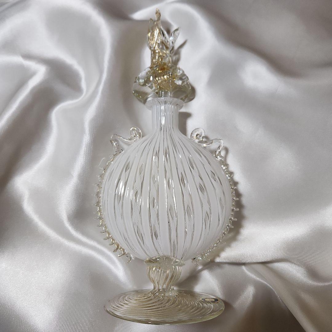 ベネチアンガラス ムラーノガラス レース柄 蓋付き オブジェ イタリア