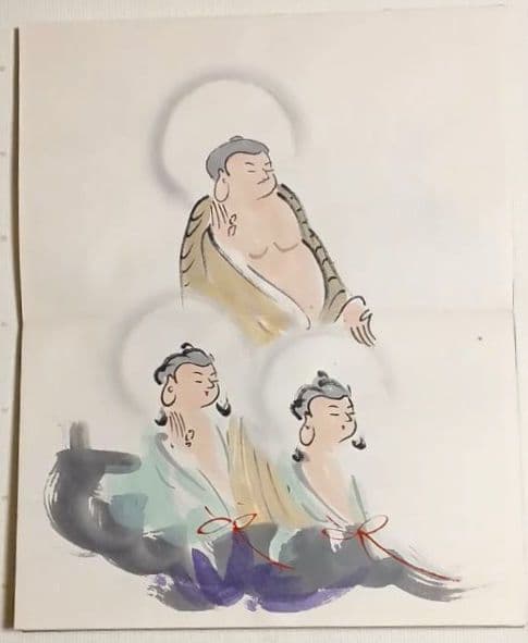 槙岡芦平（槙岡鬼佛の実子)の大津絵画帖手書きサイン入り（肉筆19図柄)昭和期