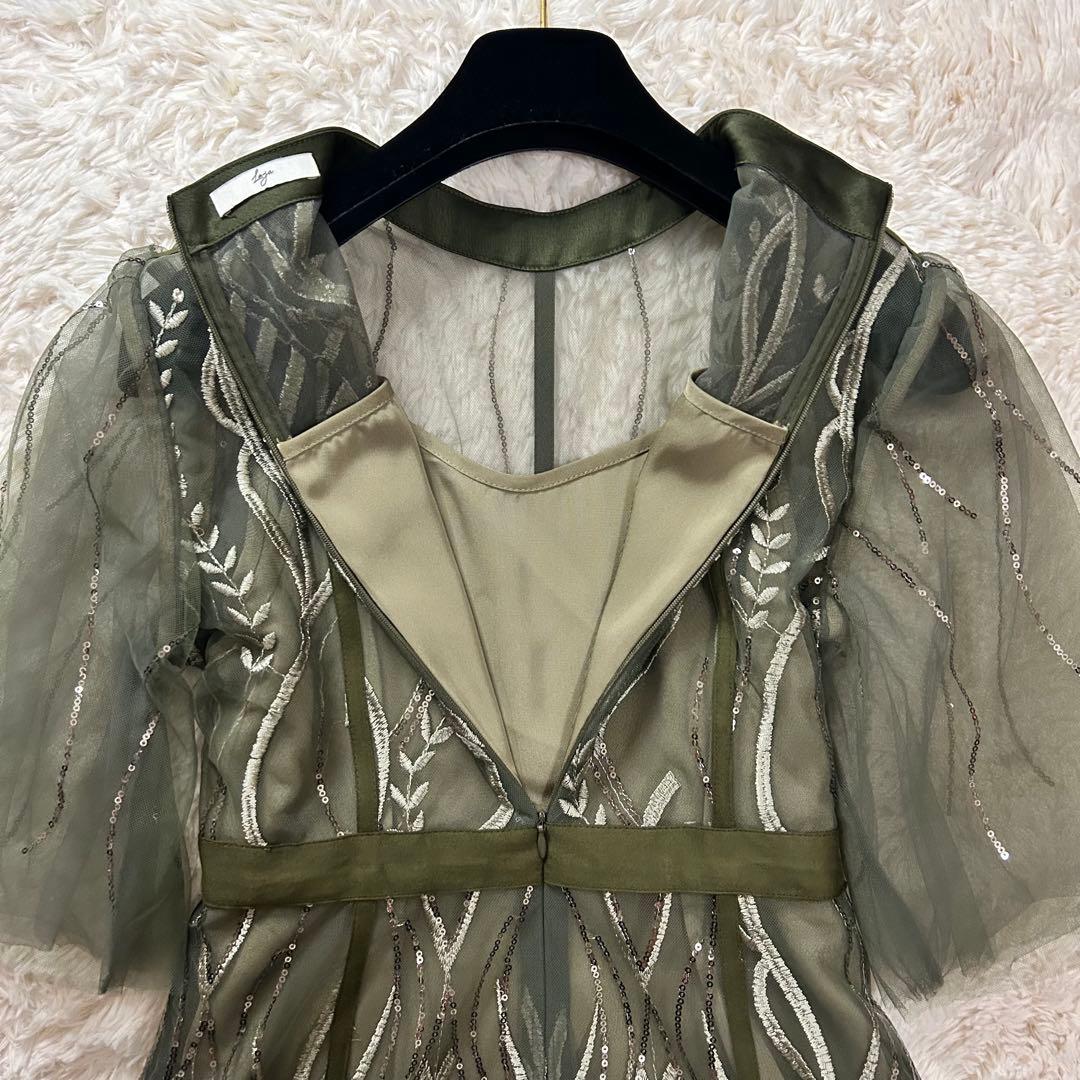 美品✨ Leja スパンコール 刺繍 レース プチハイネック ワンピース S