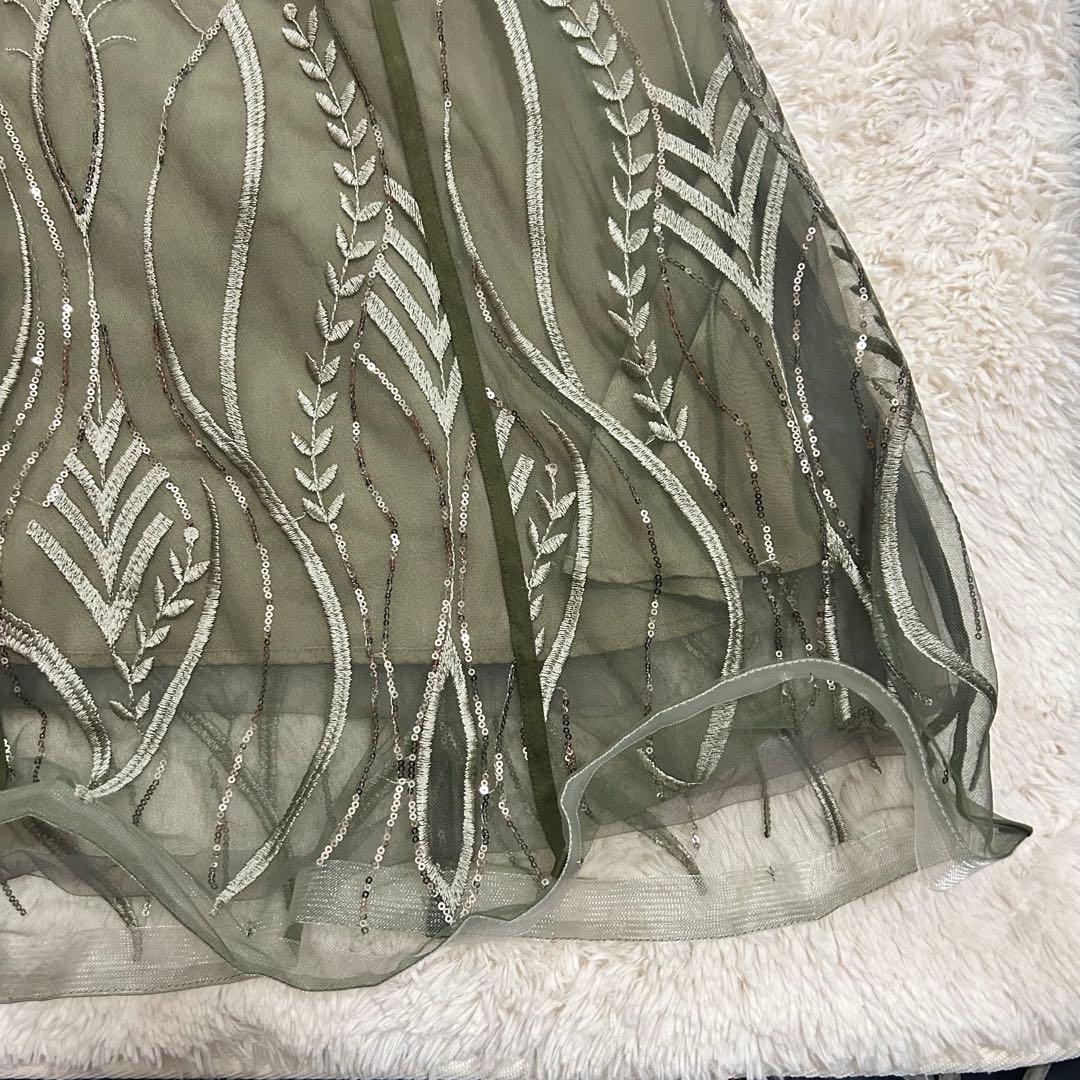 美品✨ Leja スパンコール 刺繍 レース プチハイネック ワンピース S