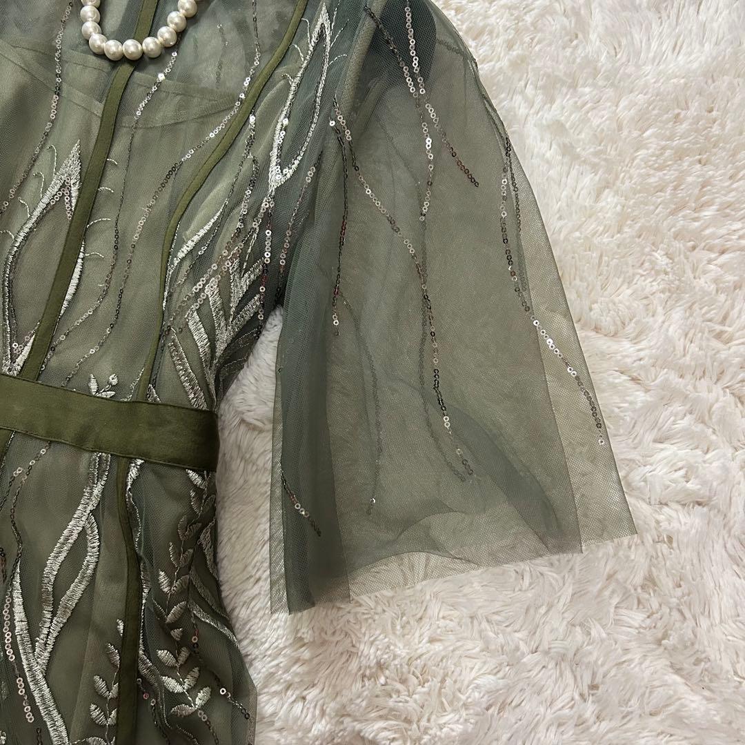 美品✨ Leja スパンコール 刺繍 レース プチハイネック ワンピース S