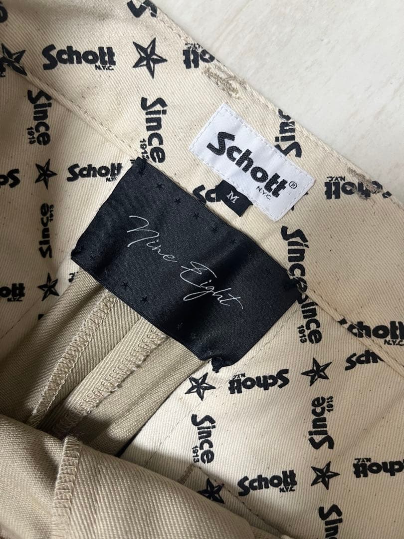 【Schott タックパンツ フラワースタッズ付き】