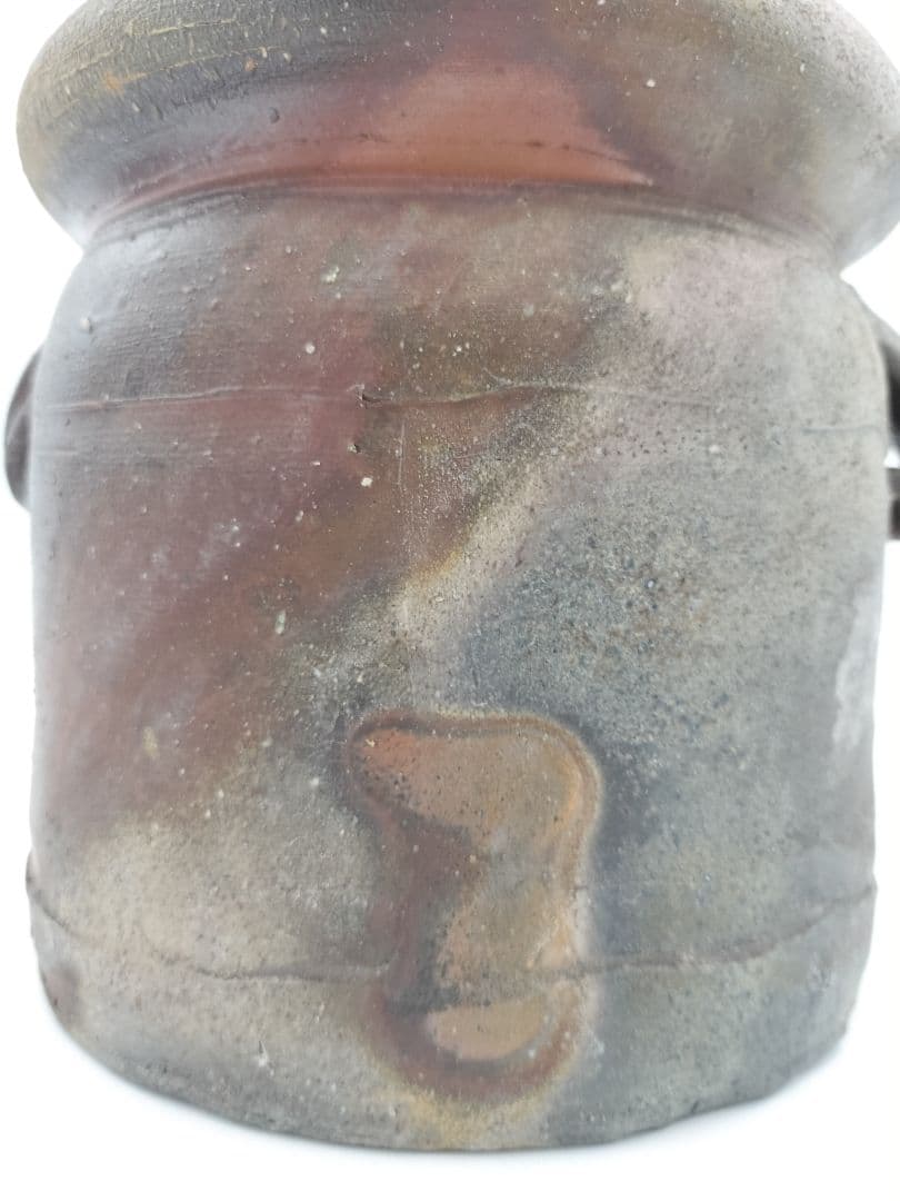 c663 水指 備前 耳付 日本工芸会 柴岡紘一 木箱 茶道具 古物