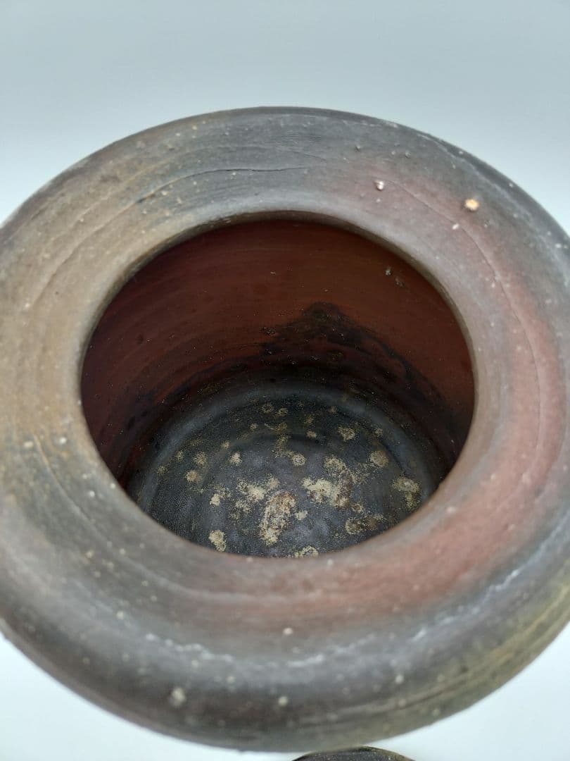 c663 水指 備前 耳付 日本工芸会 柴岡紘一 木箱 茶道具 古物