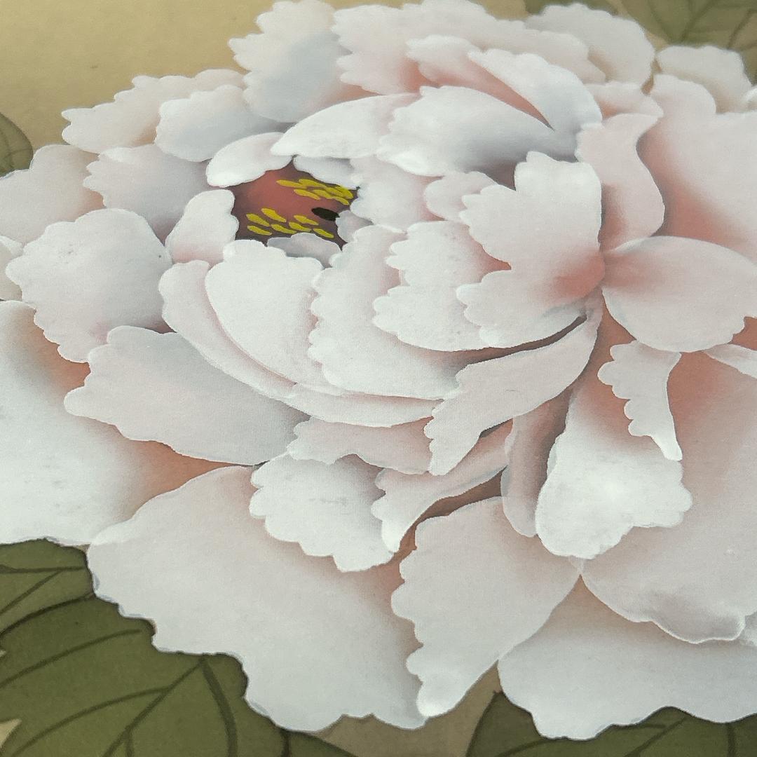 掛軸 四季花 共箱付き 落款あり 植田春甫 風景画 普段掛け 茶室 茶道 牡丹図