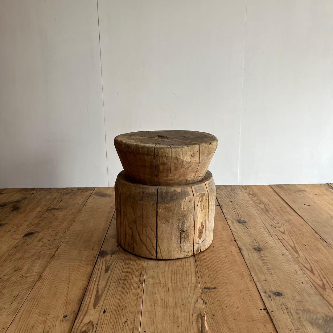 アンティーク ローテーブル 欅 ケヤキ 臼 プリミティブ 無塗装 《送料込み》