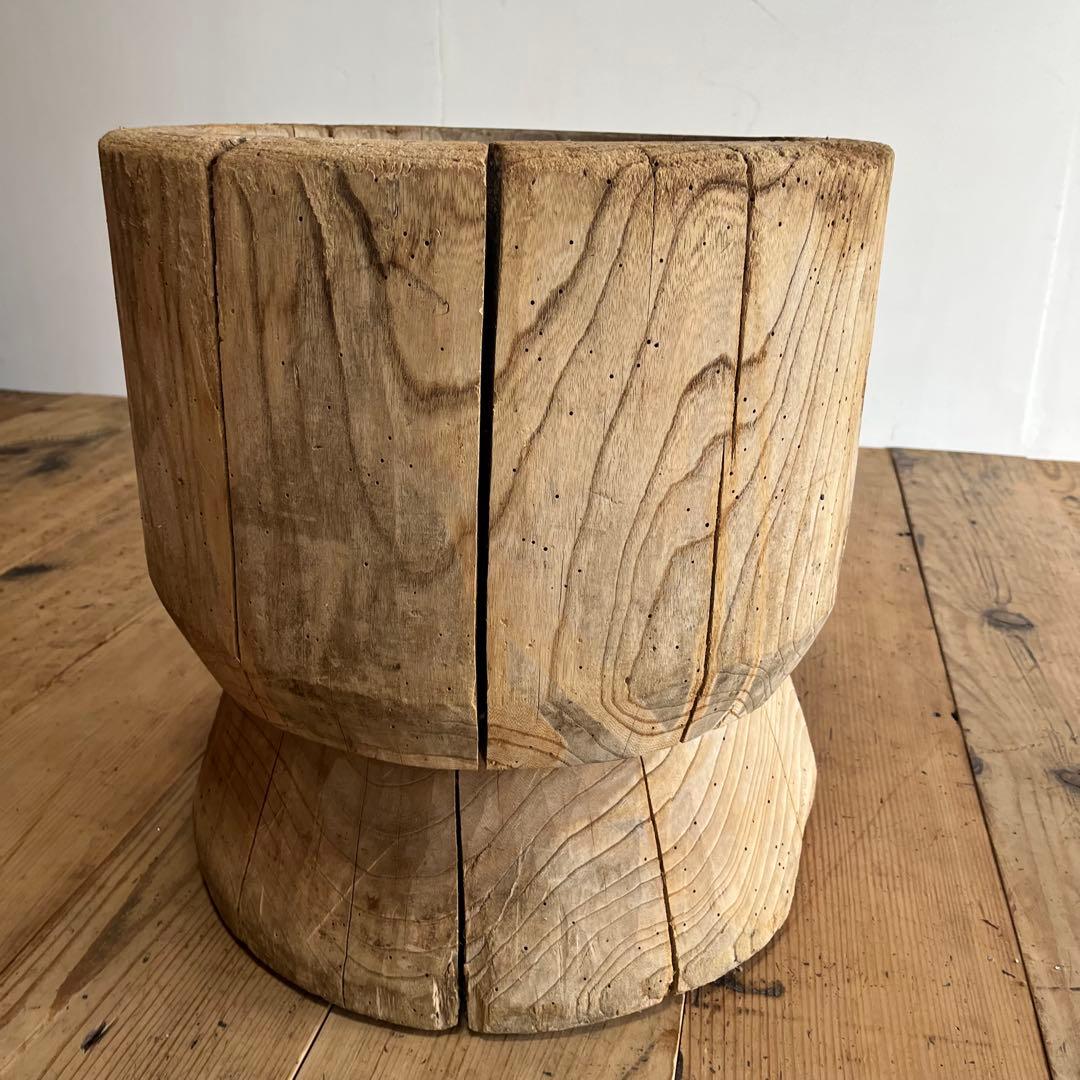 アンティーク ローテーブル 欅 ケヤキ 臼 プリミティブ 無塗装 《送料込み》