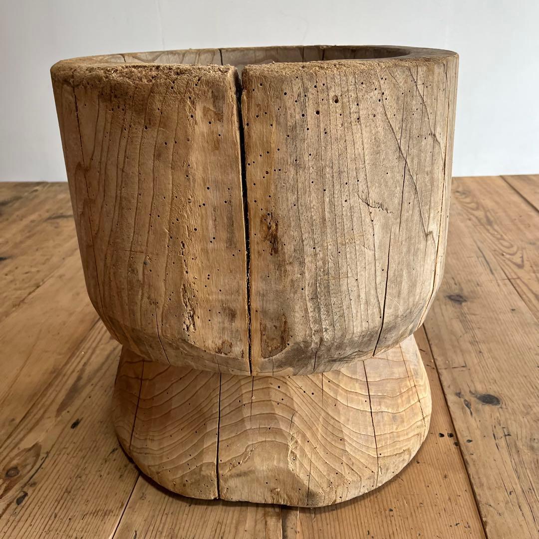 アンティーク ローテーブル 欅 ケヤキ 臼 プリミティブ 無塗装 《送料込み》