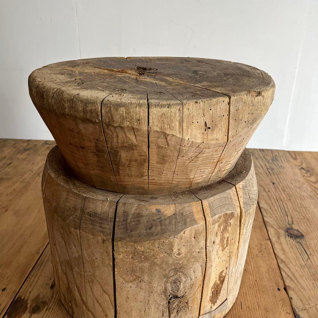 アンティーク ローテーブル 欅 ケヤキ 臼 プリミティブ 無塗装 《送料込み》