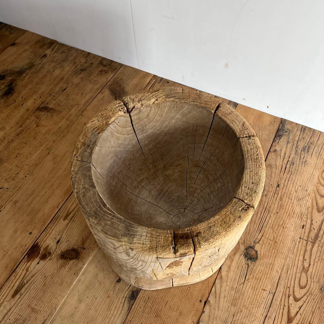 アンティーク ローテーブル 欅 ケヤキ 臼 プリミティブ 無塗装 《送料込み》