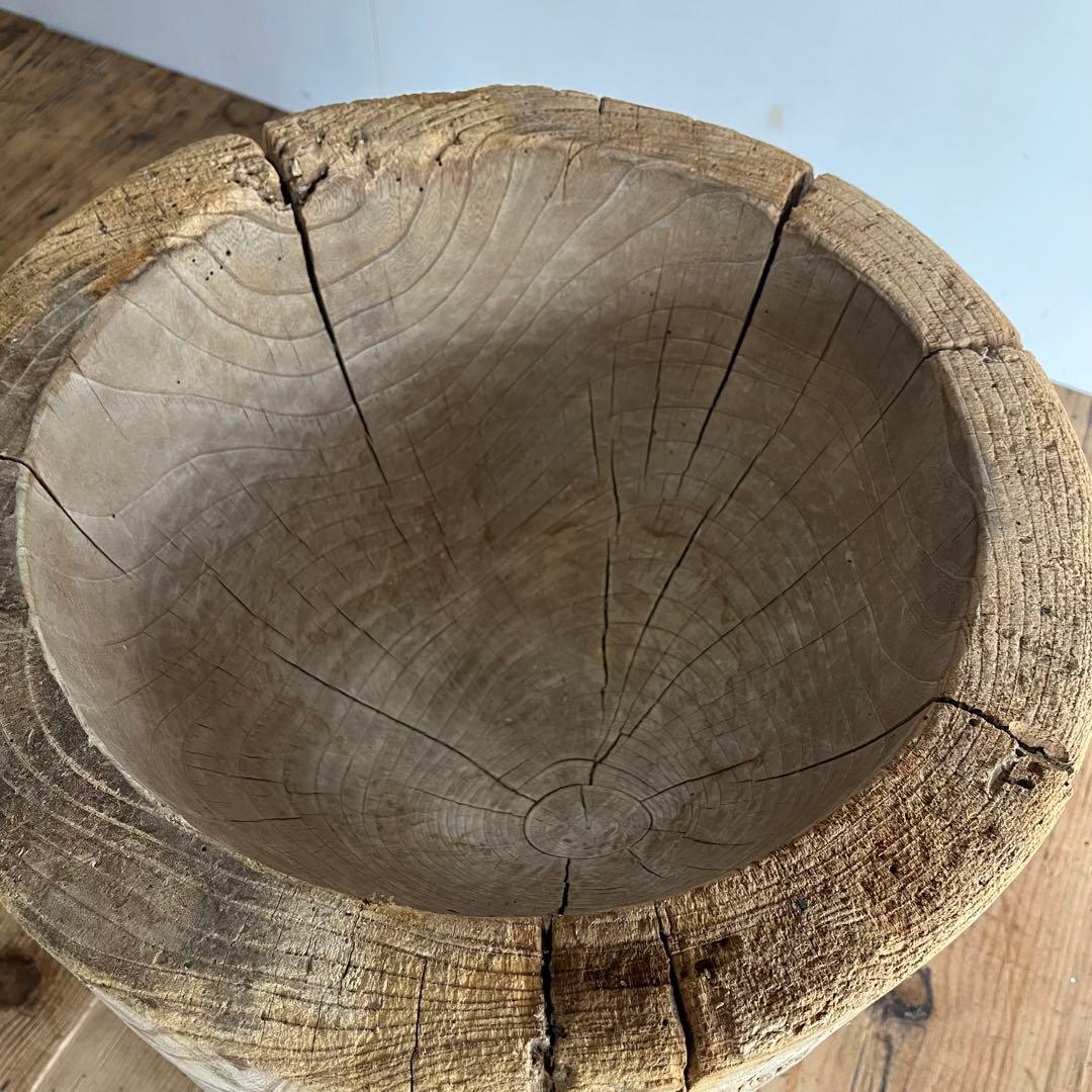 アンティーク ローテーブル 欅 ケヤキ 臼 プリミティブ 無塗装 《送料込み》