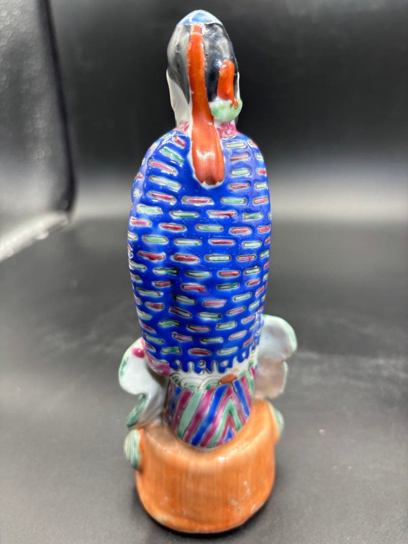 中国美術 古玩 色絵陶人形 陶器人形 高さ約18cm 置物 オブジェ 古董品