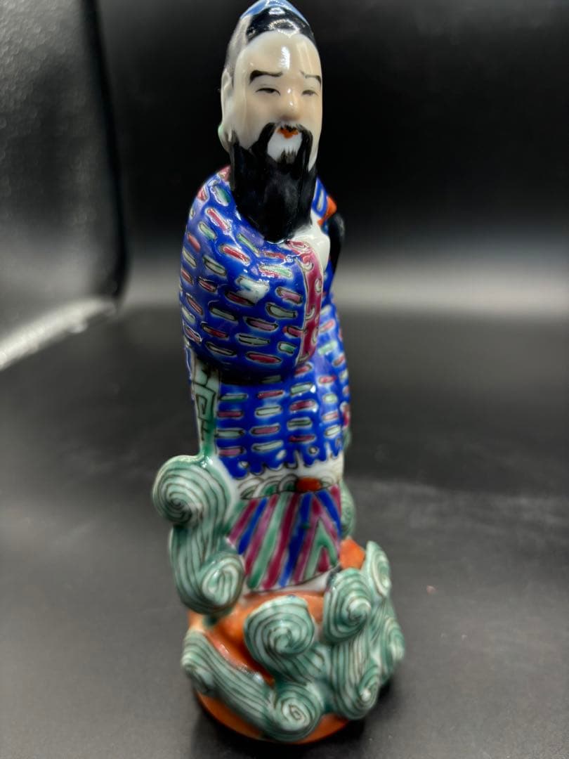 中国美術 古玩 色絵陶人形 陶器人形 高さ約18cm 置物 オブジェ 古董品