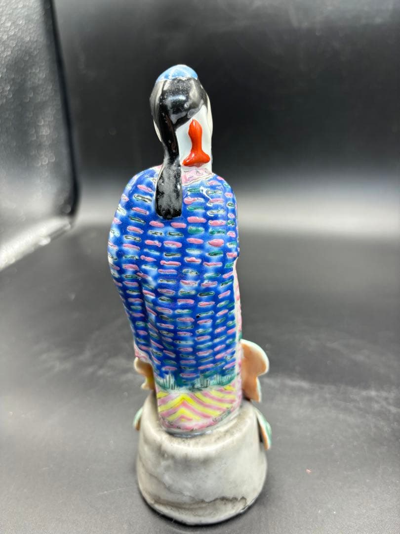 中国美術 古玩 色絵陶人形 陶器人形 高さ約18cm 置物 オブジェ 古董品