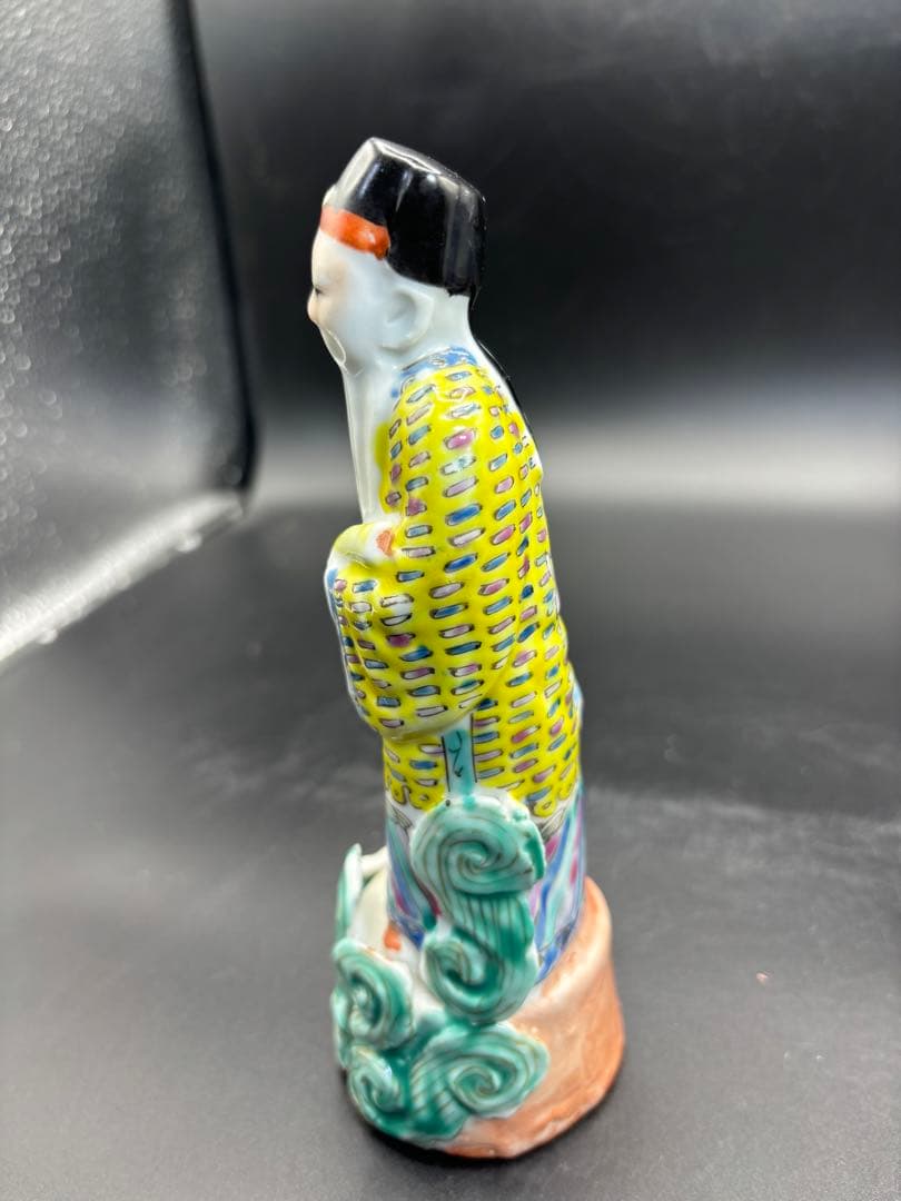 中国美術 古玩 色絵陶人形 陶器人形 高さ約18cm 置物 オブジェ 古董品