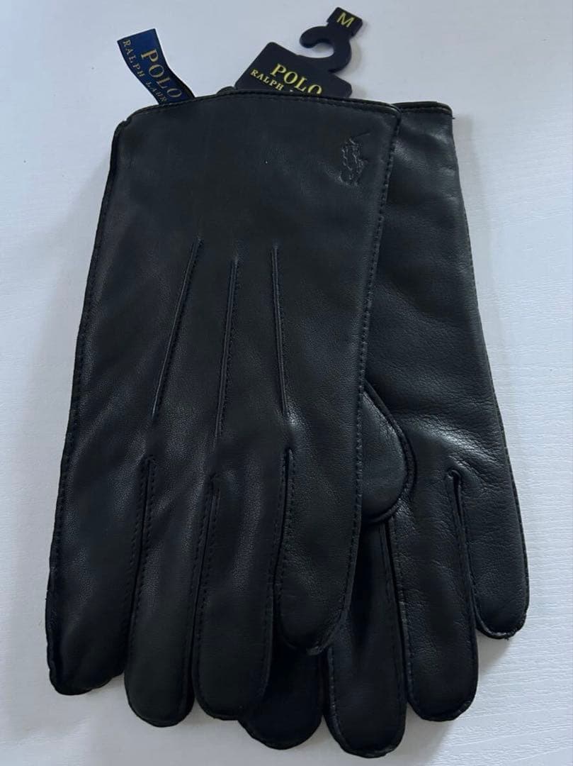 Polo Ralph Lauren メンズ 手袋 羊革 レザー 黒M スマホ対応