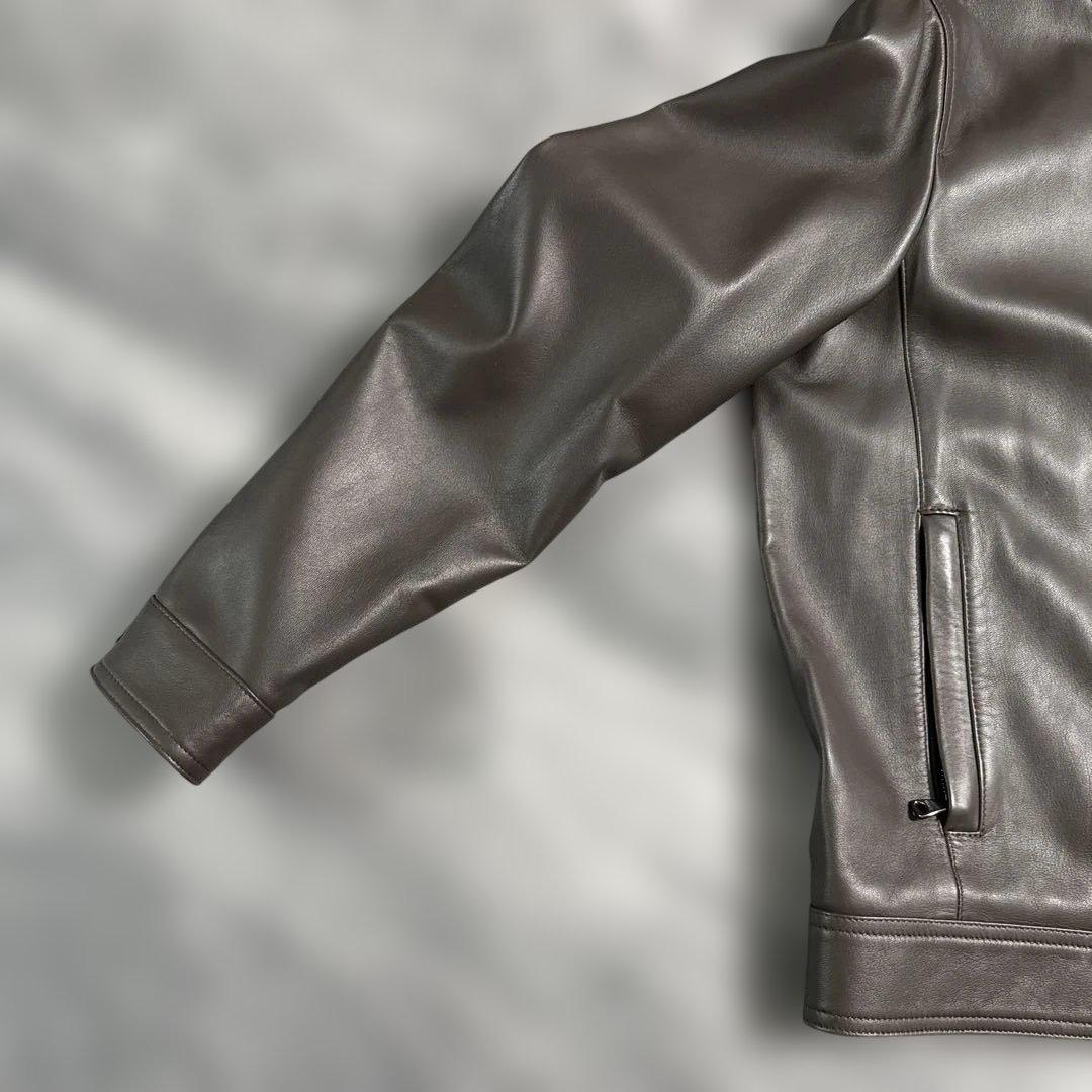 極美品 EMMETI ラムナッパレザー シングルライダースジャケット