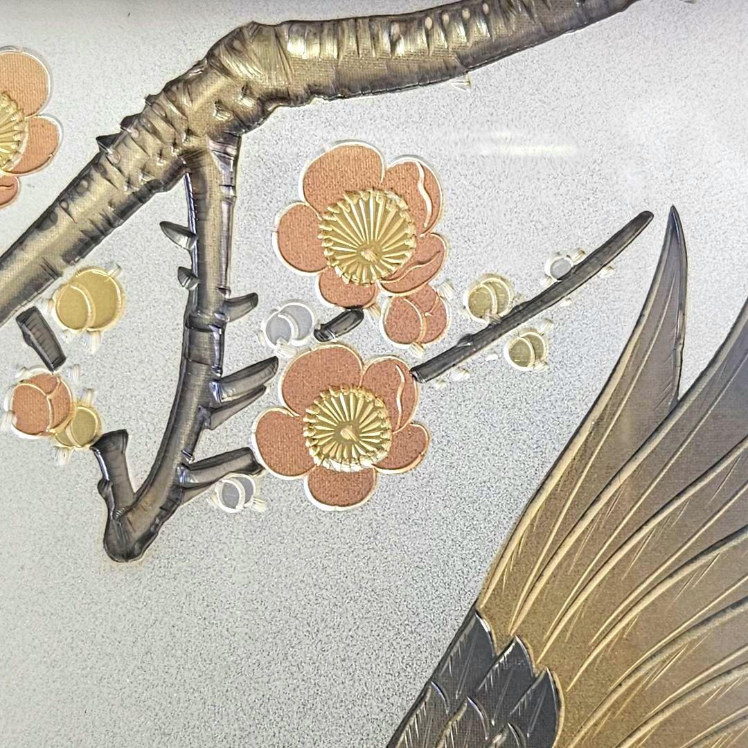 美品 ‼️大淵光則（おおぶち みつのり、号：光則）作の純銀製彫金レリーフ額絵。