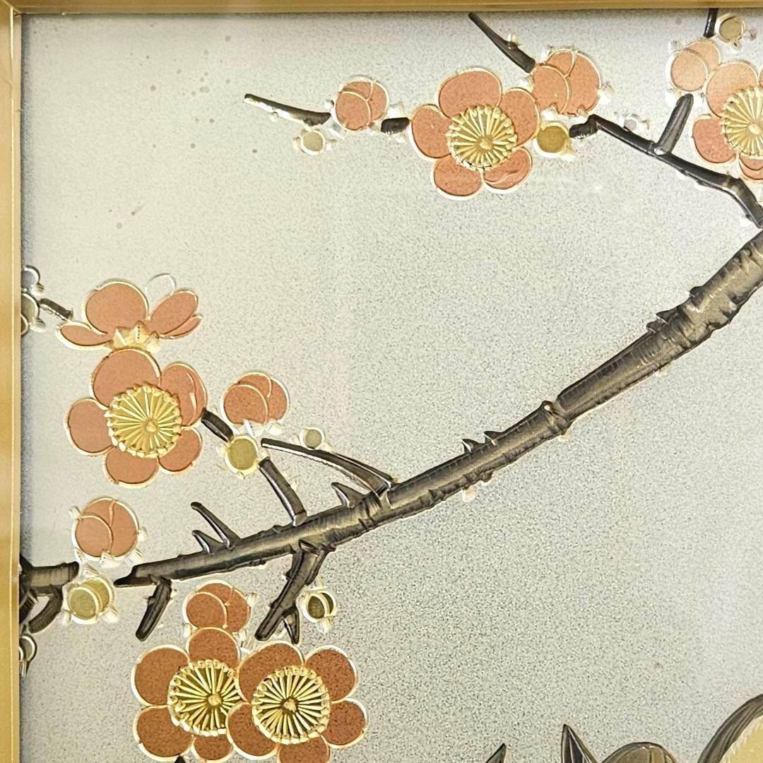 美品 ‼️大淵光則（おおぶち みつのり、号：光則）作の純銀製彫金レリーフ額絵。