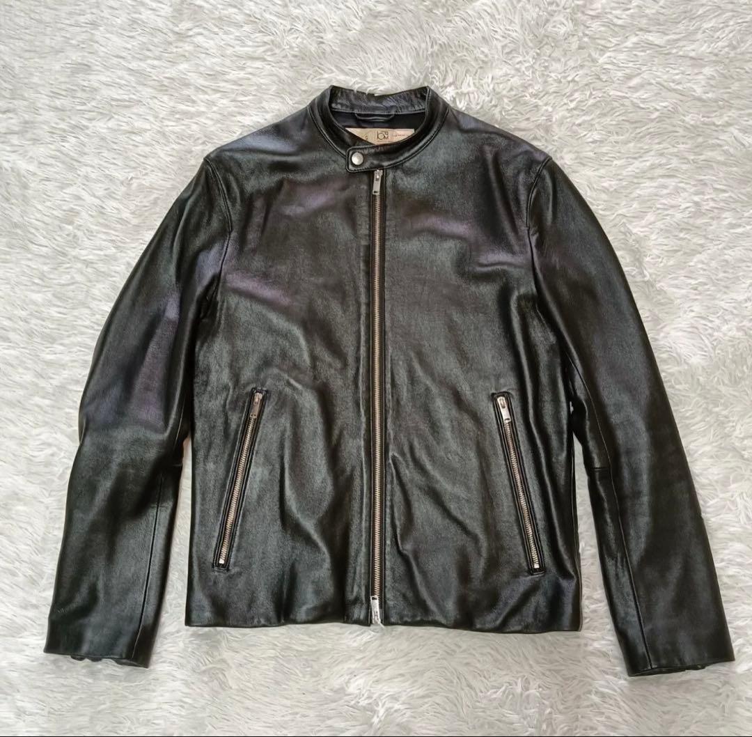 【極美品】ナノユニバース 本革 ラムレザー ライダースジャケット シングル L