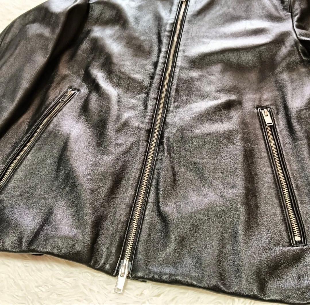 【極美品】ナノユニバース 本革 ラムレザー ライダースジャケット シングル L