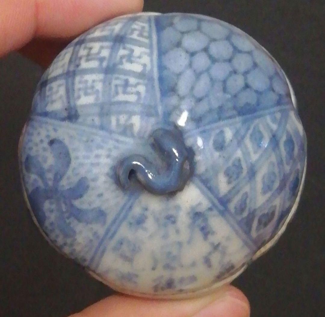 五良太甫　呉祥瑞　染付　香合　共箱　茶道具