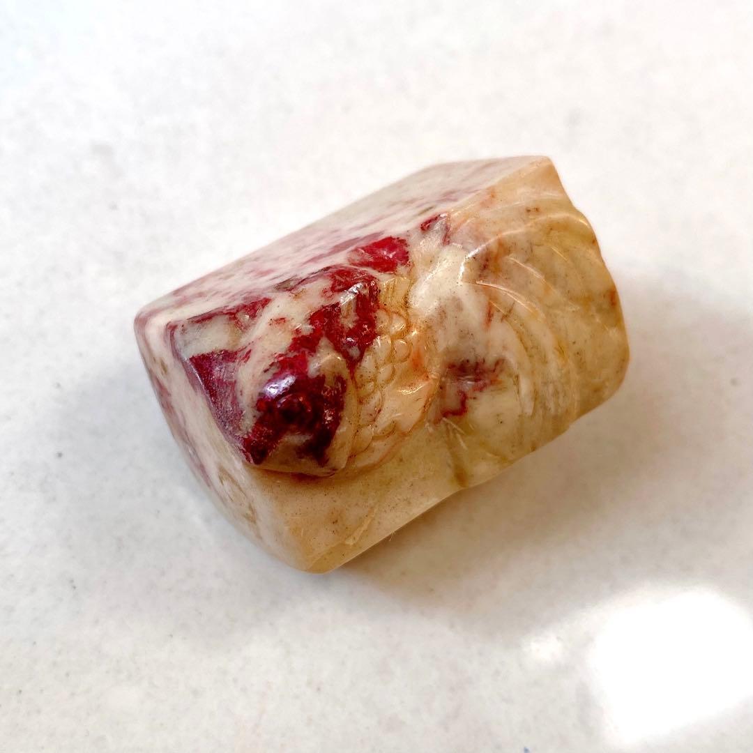 印材　鶏血石　昌化石　天然　金魚
