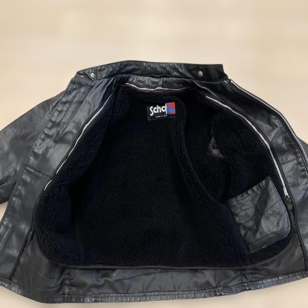 人気定番　Schott　641 立ち襟シングルライダース　３４　ボアライナー付