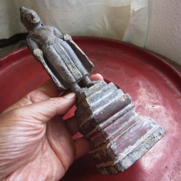 19世紀　タイの木製仏　立像　アンティーク